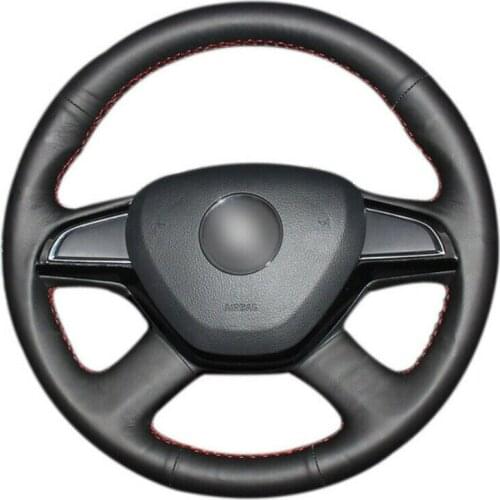 For Skoda Octavia 2015 2016 Fabia 2014 Rapid 2013-2015 Superb 2013-2016 Yeti Leather Steering Wheel Hand-stitch on Wrap Cover