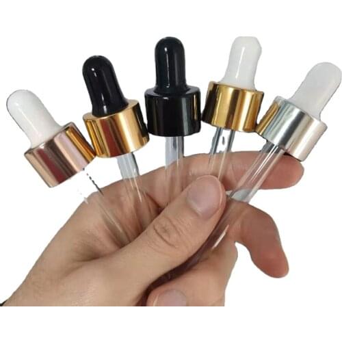 Din 18/410 din 18 / 415 glass dropper pipette smooth aluminium cap Black Silver Gold Matte Shiny Lids 5ml 10ml 30ml 50ml 100ml