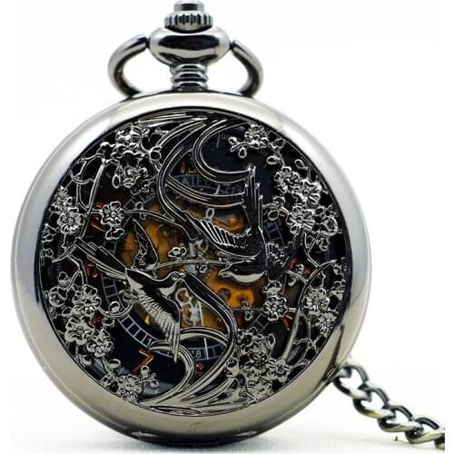 Brand Mechanical Pocket Watch Men Fashion Luxury Pocket fob Watch Stainless Steel Chain Police Watch Steampunk Men Clock