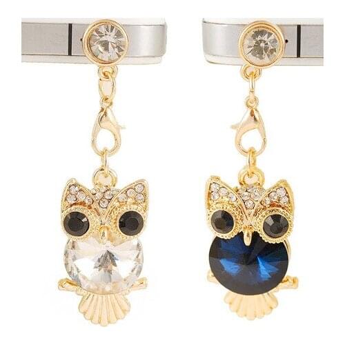 Cute Big Eyes Crystal Owl Mobile Phone Dust Plug Earphone Jack Plug Suitable for All of 3.5mm Headphone Hole