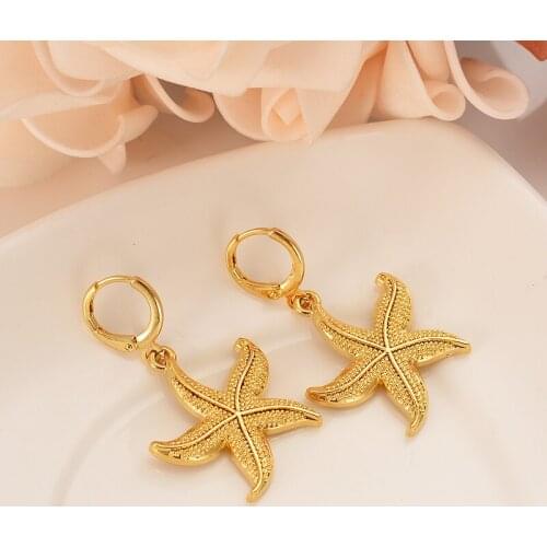 Cute starfish drop earring Ethiopian/Nigeria/Kenya /Ghana Gold color Dubai african party wedding bridal Jewelry Mom kidsGifts