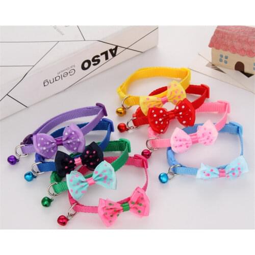 Cute Girl Dog Collar Cat Accessories Pink Cat Collar Bow Yorkshire Terrier Adjustable Dog Collar for Small Dogs Puppy Necklace