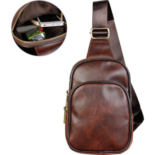 Top Mens PU Leather Mens Fashion Chest Bag Quality handbag Messenger Bag Retro Business Office bag for men cross bag men