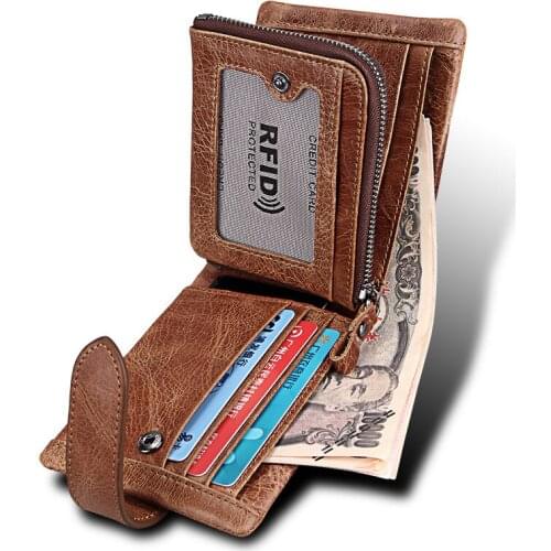 Retro Men Wallets Short Money Purses Wallets New Design Dollar Price Top Men Genuine Leather Wallet With Coin Bag Zipper Wallet