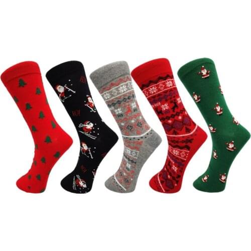 Womens Socks Christmas Mens Socks Elk Sled Santa Happy Socks Multi-Colored Manufacturer Individualty