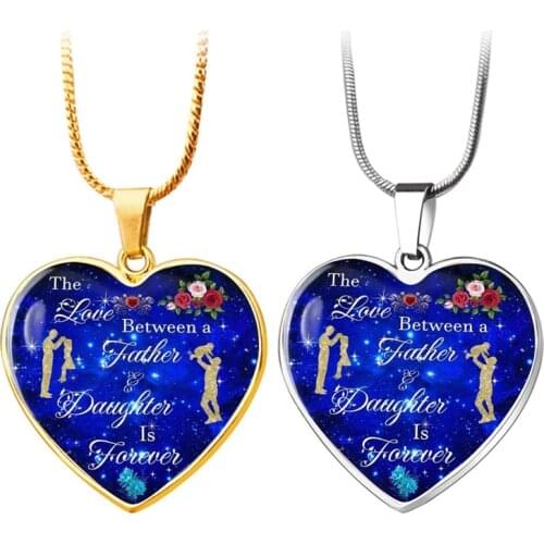 The Love Between A Father And Daughter Is Forever Necklace Gold Silver Color Heart Pendant Necklaces Childrens Day Gift