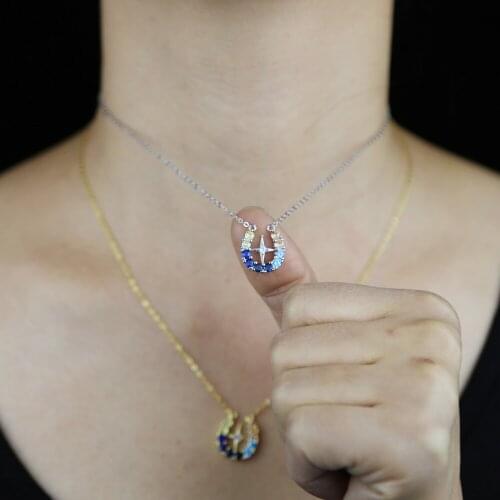 High Quality 100% 925 Sterling Silver Lucky Cross Horseshoe Pendant Necklaces Women Luxury Rainbow U Necklace Jewelry Cz Paved