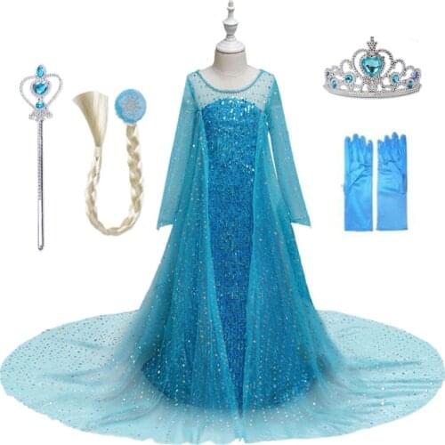 Dress for Girls Kids Christmas Dress Halloween Cosplay Costume Children Birthday Party Clothing Princess Elsa Anna Costumes