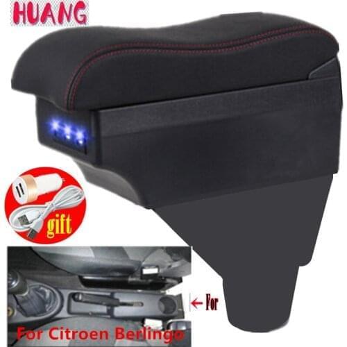 For Citroen Berlingo Armrest For Citroen Berlingo Car Armrest box Interior Storage box parts USB LED Simple installation