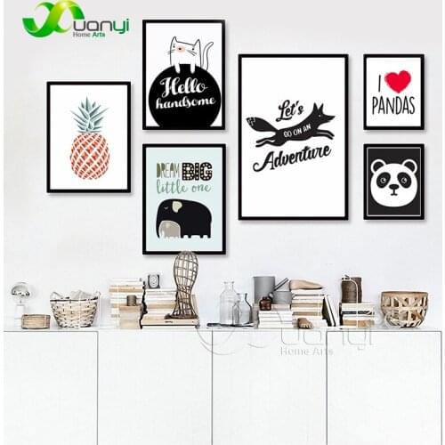 Nordic Animal Cartoon Poster Wall Art Picture Nordic Quote Poster Wall Decoraction Painting For Christmas Day Kids Room Unframed