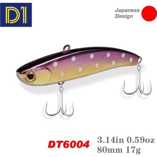 D1 VIB Fishing Lures Koume 80 Hard Bait Artificial Sinking Mute Winter Ice Fishing Vibration Bait For Bass Pike DT6004