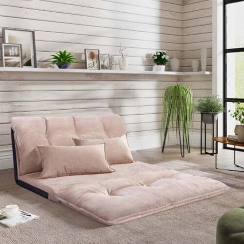 Dropshipping Sofa Bed Adjustable Folding Futon Sofa Leisure Sofa Bed with Two Pillows