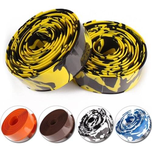 Road Bike Handlebar Belt Damping Dead Fly Bicycle Horns Belt with Bicycle Cycling Handle Belt Camouflage Tape Strap Multicolor