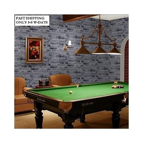 Q QIHANG High-quality Cyan Blue Brick Wall Wallpaper Textured Bricks vinyl Wallpaper Roll 0.53m*10m=5.3m2