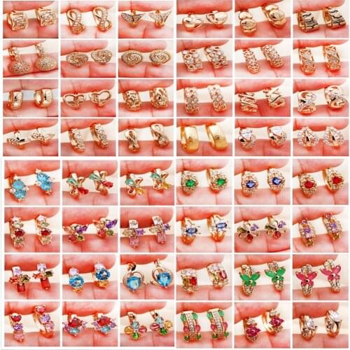 Trendy Hoop Earrings for Womens earring Gold Filled red green Cubic Zirconia flower Earring Circle Earrings Wedding Jewelry