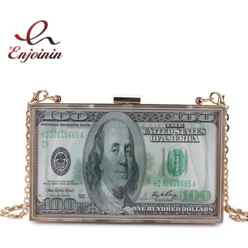 Transparent Acrylic Dollar Design box Clutch Bag Small Crossbody Bag for Women 2020 Money Bag Purses and Handbags Shoulder Bag