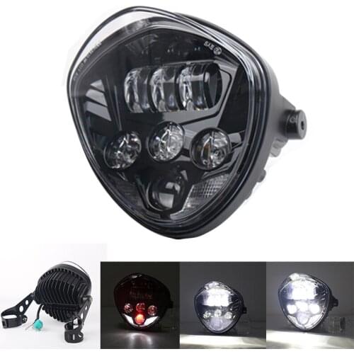 50W Led Headlight High Low Beam With with Motorcycle Mounts Bracket for KAWASAKI Honda Yamaha Suzuki Chopper Cafe Racer Bobbe