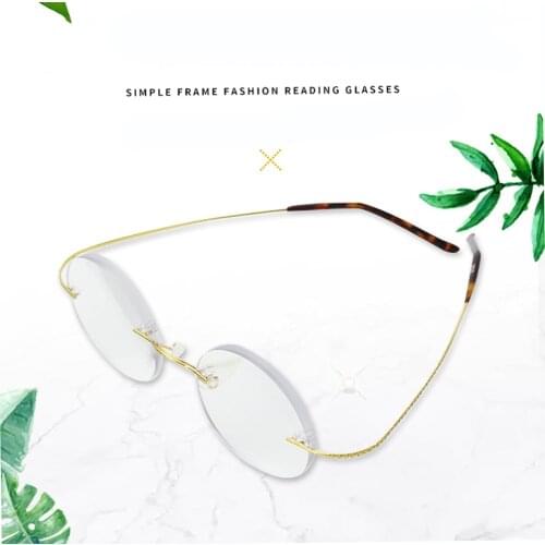 Ultralight Reading Glasses Women Men Round Rimless Retro Titanium Alloy Frame Fashion Anti Blu +1 +1.5 +2 +2.5 +3 +3.5 +4