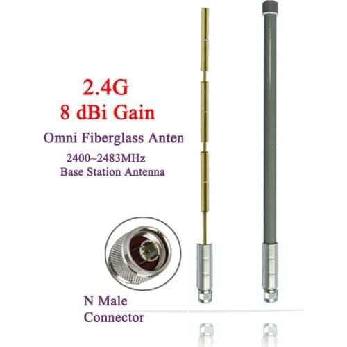 2.4g wifi antenna omni fiberglass antenna high gain 8dBi antenna 2.4g wireless router roof monitor base station antenna N male