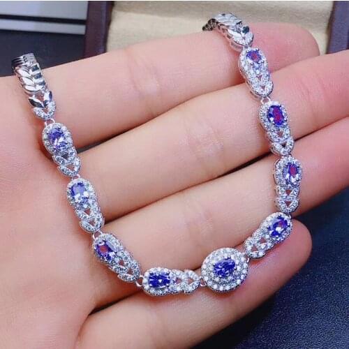 High Quality 100% Natural And Real Tanzanite Bracelet 925 sterling silver Fine jewelry
