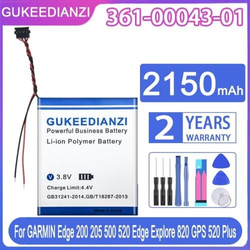 GUKEEDIANZI Replacement Battery 361-00043-01 2150mAh For GARMIN Edge 200 205 500 520 Edge Explore 820 GPS 520 Plus