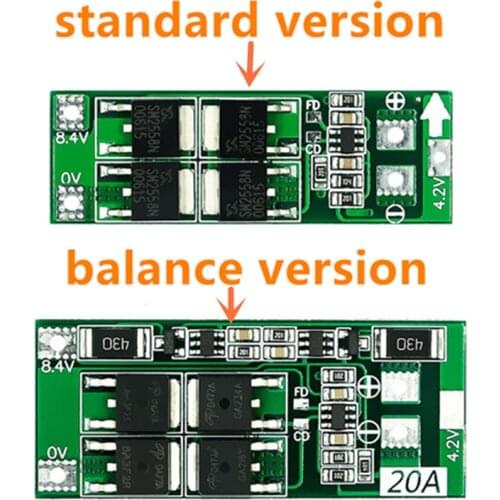2S 20A 7.4V 8.4V 18650 Lithium battery protection board/BMS board standard/balance