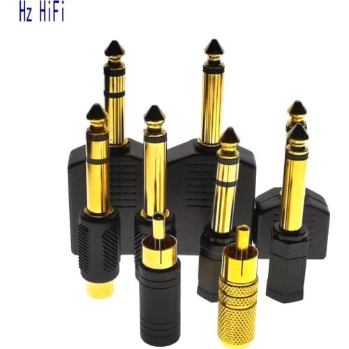 1/4 Stereo Audio Jack Plug Adapter Single Male to Female 6.35mm Dual Mono Stereo Jack Headphone Microphone Splitter Converter