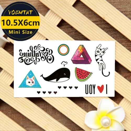 1 piece Waterproof Temporary Tattoo Sticker Cute whale tattoo cat Water Transfer fake tattoo flash tattoo for girl women men