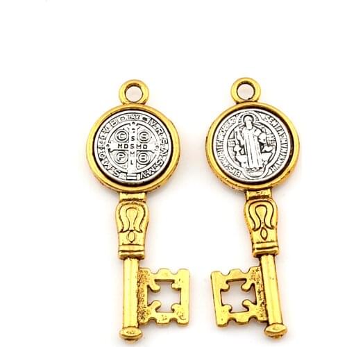10pcs Saint Benedict Medal Cross Key Alloy Charm Pendants DIY Jewelry For bracelet necklace A-577