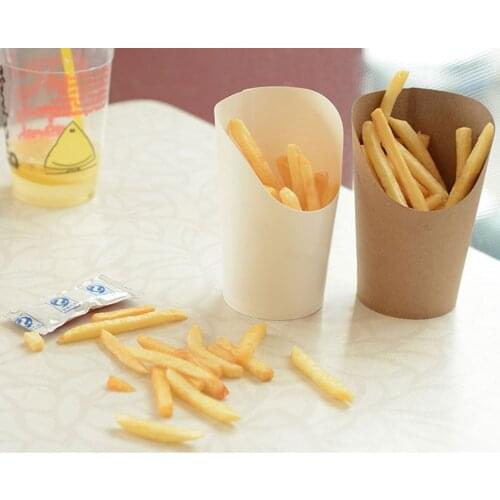 100pcs/lot 12oz /16oz Disposable kraft paper cup French fries Fried chicken Snack boxes DIY baking packing cup