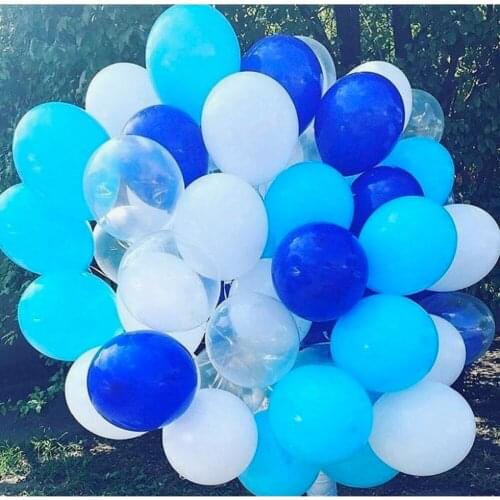 20pcs /lot 10inch transparent Deep blue white Latex Balloon for Wedding Anniversary event baby boy Birthday party Decor Supplies