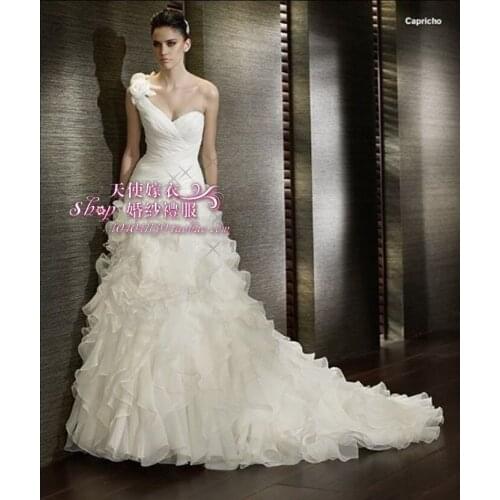 2016 Empire Bridal Gown Vestidos De Noiva Festa Longo Gown Sexy Women Long Free Shipping Customize One Shoulder Wedding Dress