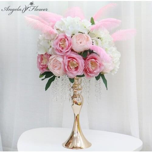 35cm feather rose peony hydrangea artificial flower ball centerpieces decor wedding floral arrangement backdrop table flower 1pc