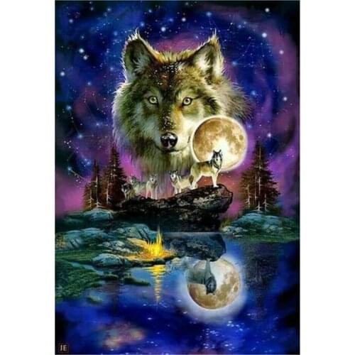 5D Diy Diamond Painting Cross Stitch full Square/Round Diamond Embroidery Animal Wolf picture for room Decor xh10