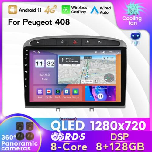 MEKEDE 2 DIN 6+128G DSP Android 11 Car Radio Multimedia Player for Peugeot 408 308 308SW 2010-2016 GPS Navigation Carplay Auto