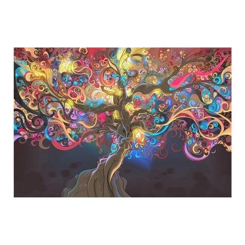 More Style Psychedelic Trippy Tree Life Modular Art Print Silk Poster Home Wall Decor 24x36inch