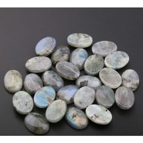 10pcs Natural Egg Shape Flash Labradorite Stone Cabochon Loose Beads for Jewelry Making DIY Ring Earrings Accessories Gift