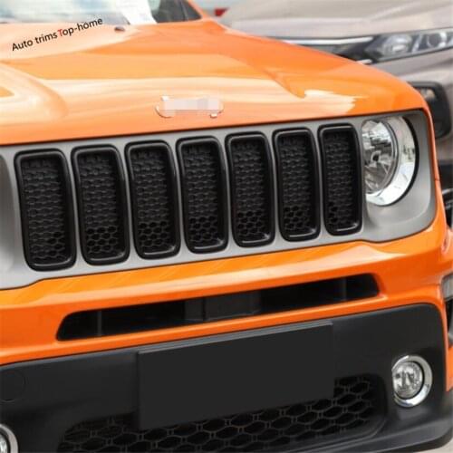 Yimaautotrims Front Head Central Grille Grill Frame Decorative Cover Trim Fit For Jeep Renegade 2019 2020 ABS Exterior Mouldings