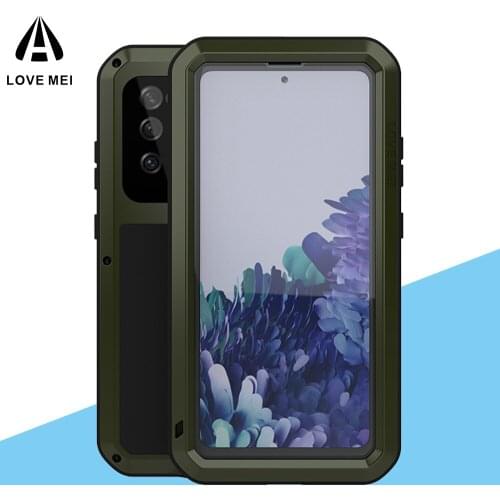 For Samsung GALAXY S20 Fe Case LOVE MEI Shock Dirt Proof Water Resistant Metal Armor Cover Phone Case for Galaxy S20 FE 5G