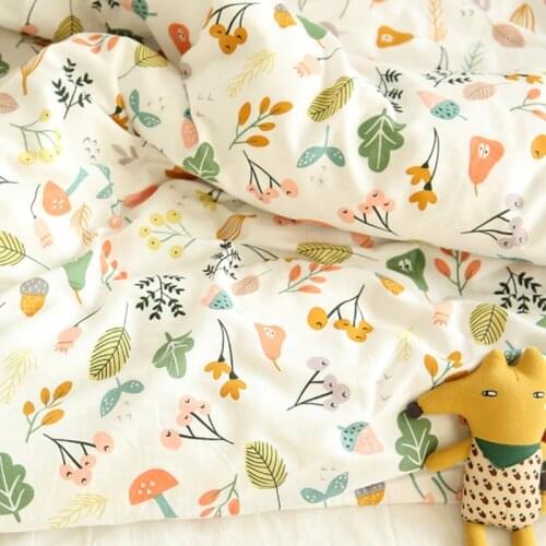 Double Layer Gauze Cotton Fabric Printed Flowers And Plants Cotton Cloth For Bedding Quilt Cover DIY