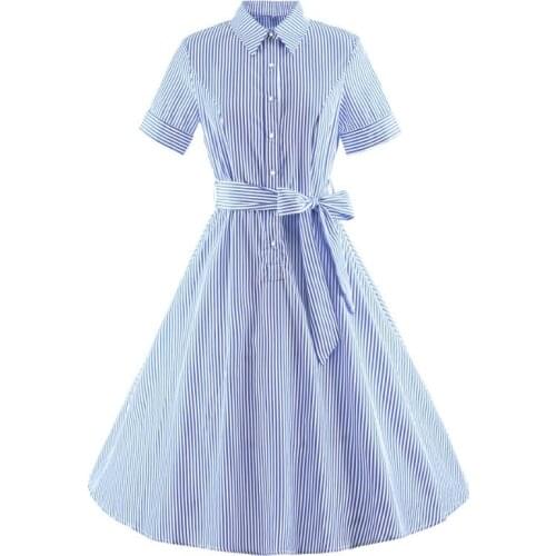 HGTE Autumn Winter Women Shirt Dress Lady stripe Bodycon Party Dresses Cotton Blends Plus Size Vestido Casual Vintage