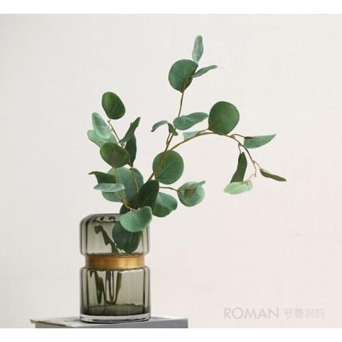 French Round Leaf Eucalyptus Simulation Leaf Green Plant Home Soft Decoration Flower Arrangement Model Room Decoration Atificial