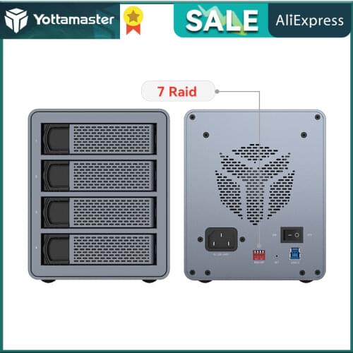 Yottamaster 4 Bay 2.5"&3.5" USB3.0 External Hard Drive Enclosure,Support 64TB with RAID Function for NAS Expansion - [FS4RU3]