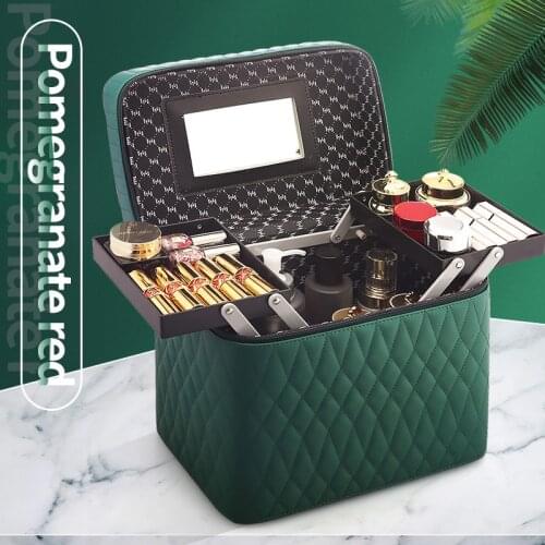 Large-capacity Cosmetic Bag High Quality Professional Makeup Organizer Storage Box Portable Travel Toiletry Multilayer Suitcase