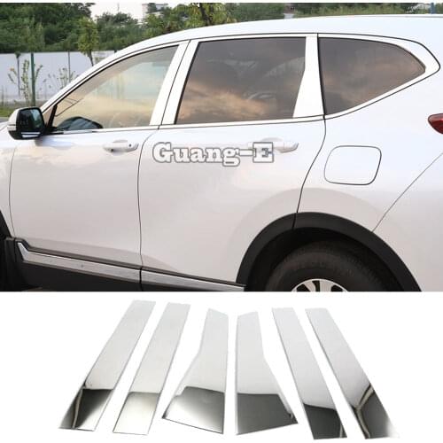 Car Body Cover Stick Stainless Steel Glass Window Garnish Pillar Middle Column Trim Hoods For Honda CRV CR-V 2017 2018 2019 2020