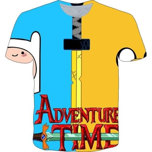 4-14 Year Boys T Shirt 3D Adventure Time Printed Summer T-shirt Kids Funny Harajuku O-neck Tee Boys & Girls Super good Tee tops
