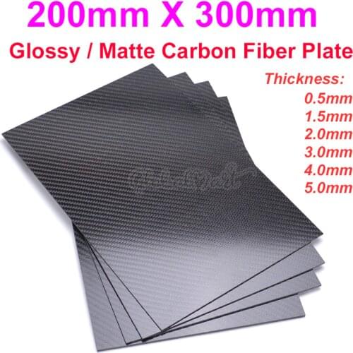 200mm X 300mm 3K Carbon Fiber Sheet Glossy / Matte Plate 0.5mm 1mm 1.5mm 2mm 3mm 4mm 5mm High Composite Hardness RC Material