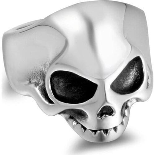 SHQIYAY 316l Stainless Steel Skull Head Finger Rings For Men Punk Vintage Exaggerated Fashion Jewelry Gift 892