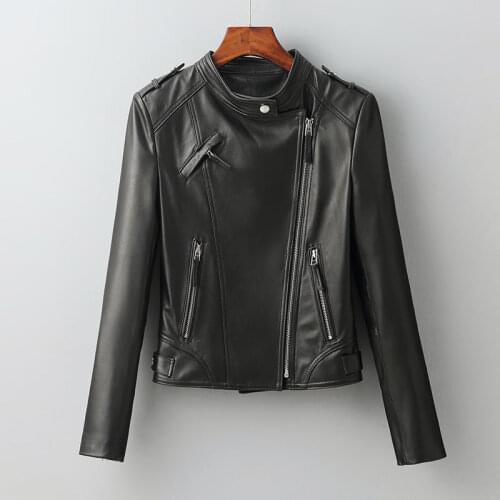 New Women Outerwear 100% Genuine Leather Jackets Sheepskin Short Coats Motorcycle Windbreak Clothing Spring Autumn Female Jacket