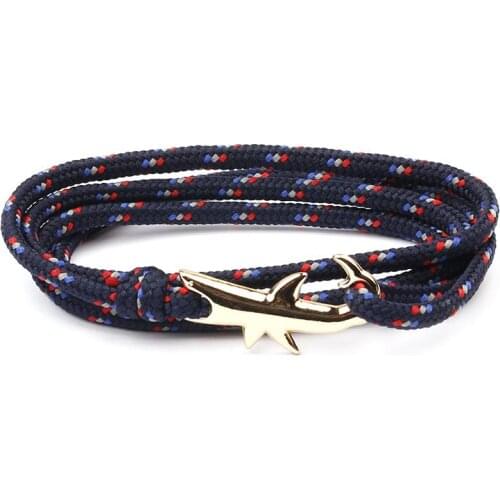 New European And American Personality Domineer Shark Men and Women Bracelet Wild Shark Hook Polyester Rope Bracelet Wholesale